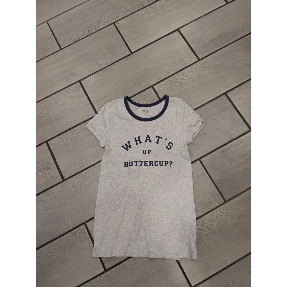 Gap Womens Graphic T Shirt Light Gray What's Up Buttercup Short Sleeve Crew‎  XS
